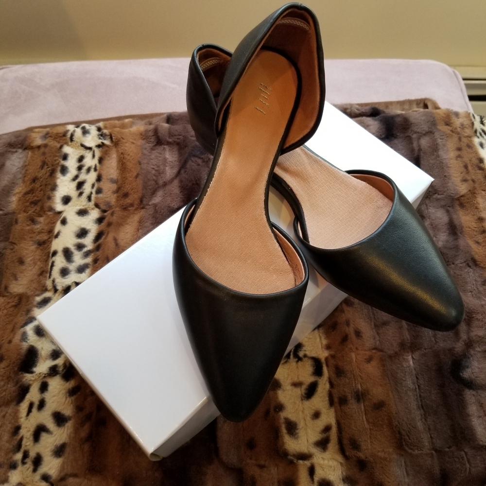 J jill womens black leather dressy flat